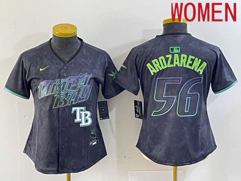 Women Tampa Bay Rays 56 Randy Arozarena Nike MLB Limited City Connect Black 2024 Jersey style 5